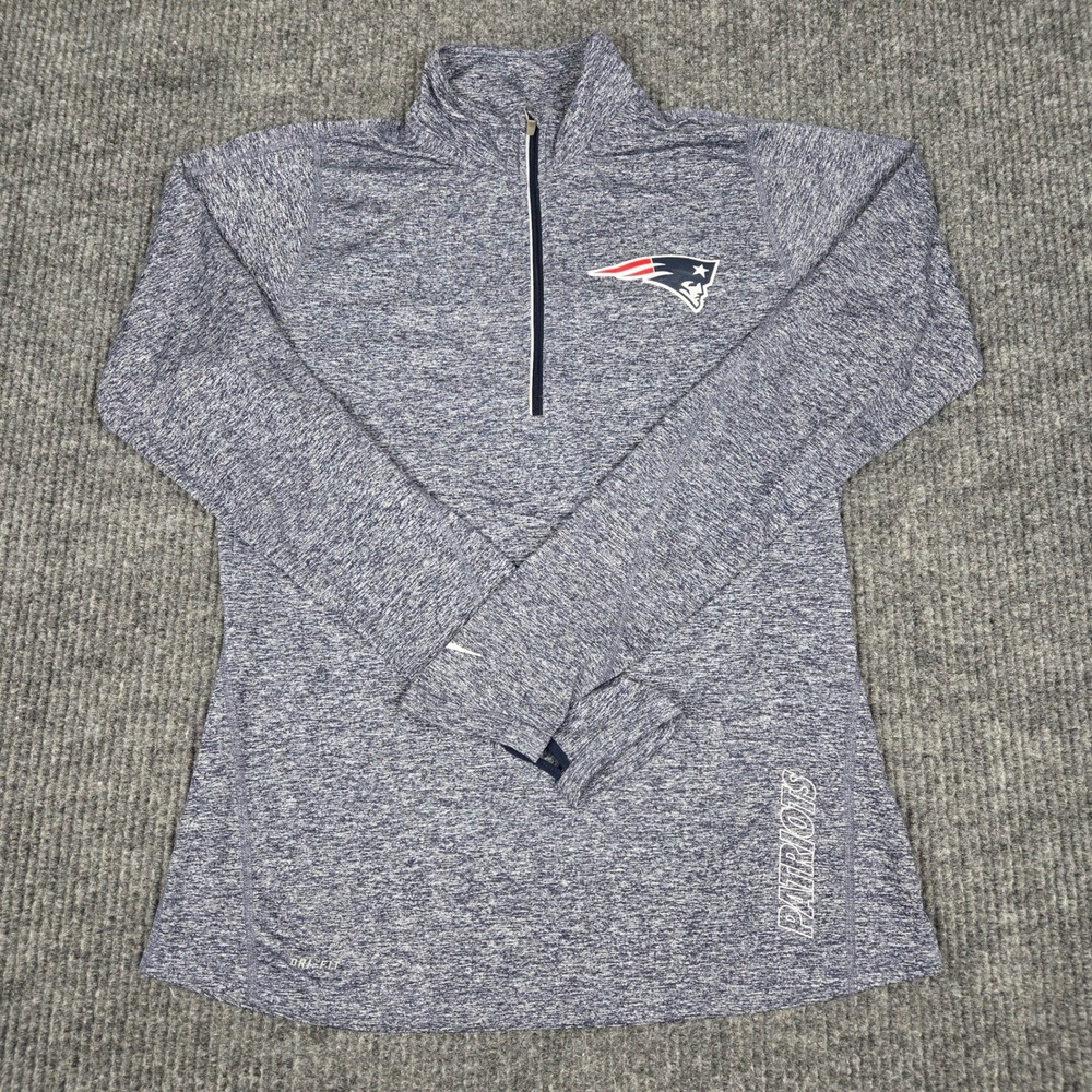 Nike New England Patriots Womens Dri-FIT 1/4 Zip Pullover Navy Space Dye Medium